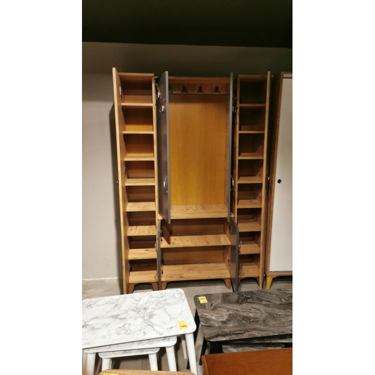 Çok Yönlü Portmanto 130 Cm Atlantik Çam-Antrasit (Özel Ölçü Ve Renk)