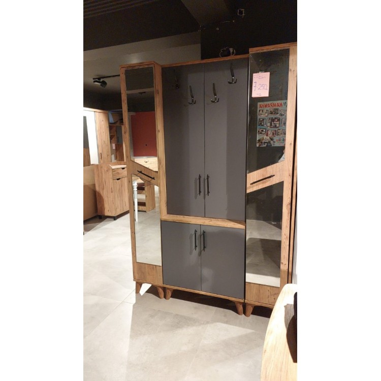Çok Yönlü Portmanto 130 Cm Atlantik Çam-Antrasit (Özel Ölçü Ve Renk)