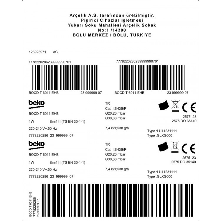 Beko BOCD T 6011 EHB 60 cm Gazlı Cam Tablalı Ocak 60 cm Beko BOCD T 6011 EHB 60 cm Gazlı Cam Tablalı Ocak 60 cm