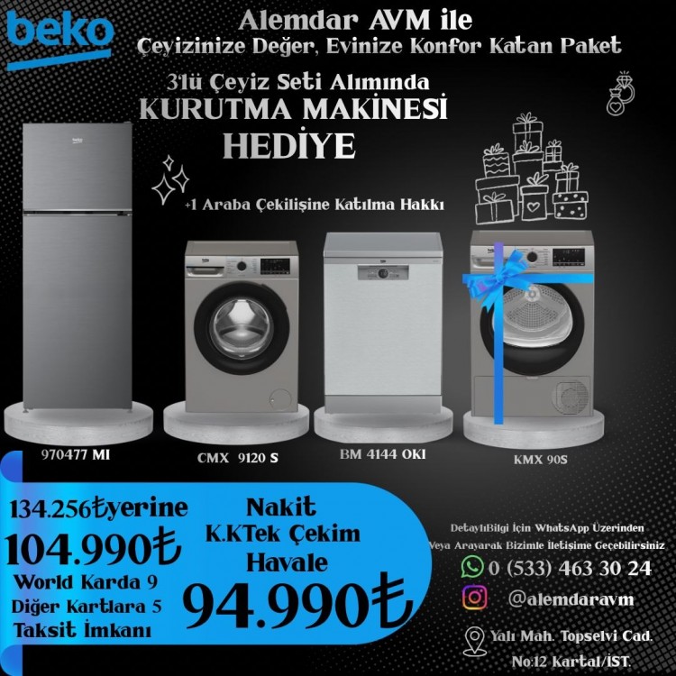 Beko 3'lü Çeyiz seti alımında kurutma makinesi hediye -Kampanya1002